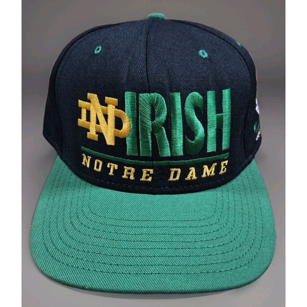 Vintage 90s Notre Dame Fighting Irish Fitted Hat 7 1/2 Blue Drew Pearson Clutch